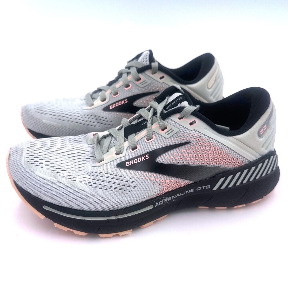 Brooks Adrenaline GTS 22 Women's Running Athletic Shoes Grey Black Pink Size 7.5 - Picture 2 of 13